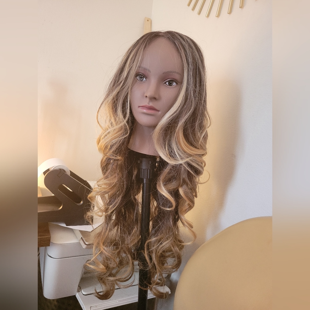 Lace front long wig